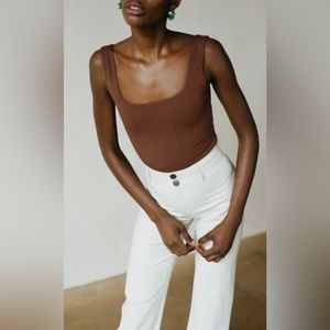 Maria Stanley cocoa brown bodysuit size M new with tags